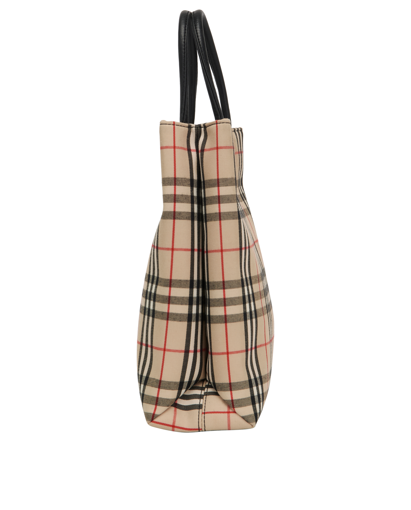 Small Check Tote, &pound;350, Handbags, Beige/Black/Brown, Canvas, Side view